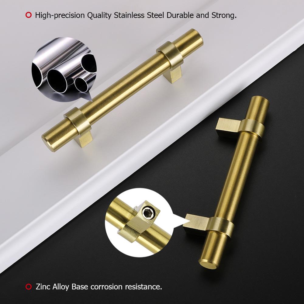 1 Pack Brushed Gold Cabinet Pulls Brushed Brass Drawer Pulls (LST16GD) -Homdiy