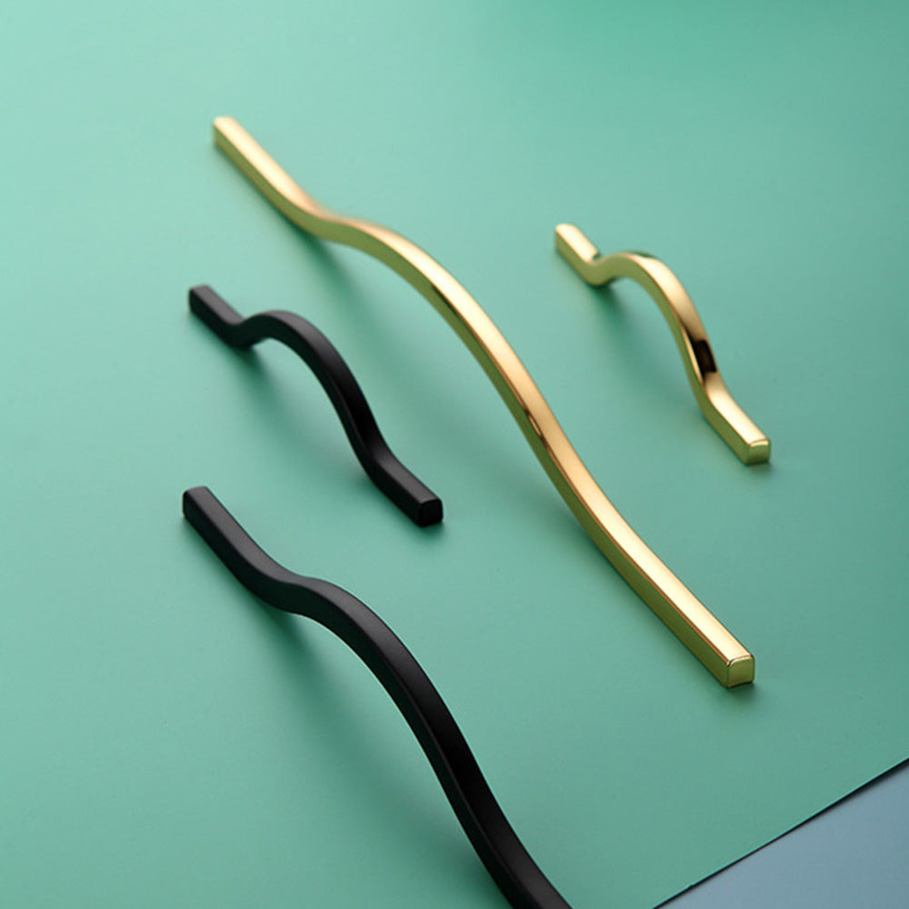 Modern Gold Black Curve Handles Cabinet Pulls -Homdiy