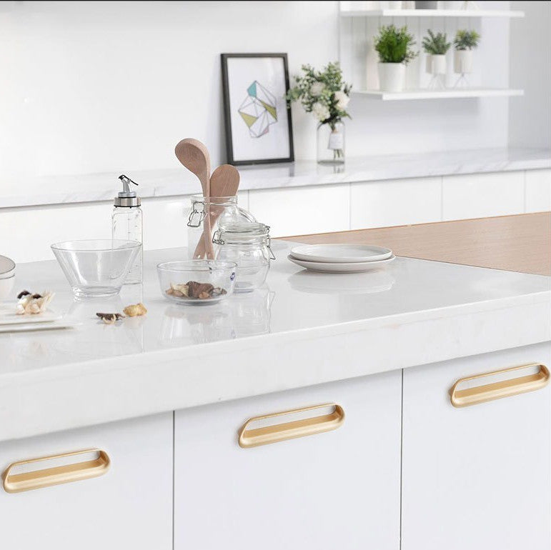 Polished Brass Dresser Handles Zinc Alloy Kitchen Cabinet Pulls -Homdiy
