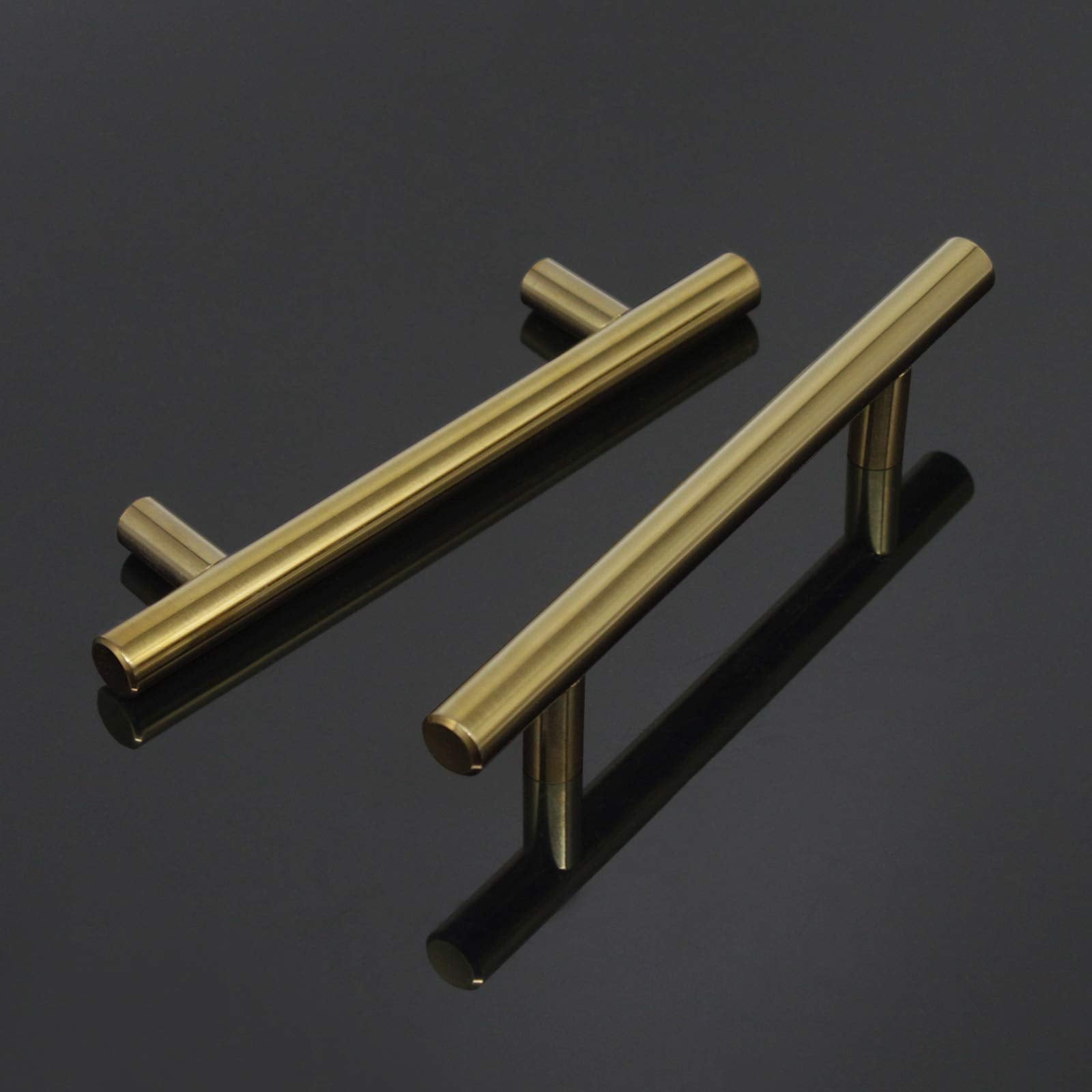Homdiy Cabinet Handles Modern Brushed Brass Bar Pulls Kitchen Cabinet  Handles