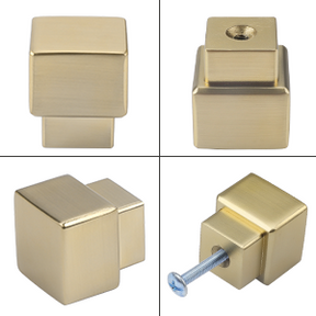 Brushed Brass Gold 1in Square Knobs Kitchen Cabinet Hardware Dresser Knobs -Homdiy