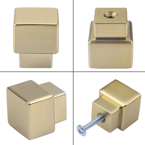 Brushed Brass Gold 1in Square Knobs Kitchen Cabinet Hardware Dresser Knobs -Homdiy