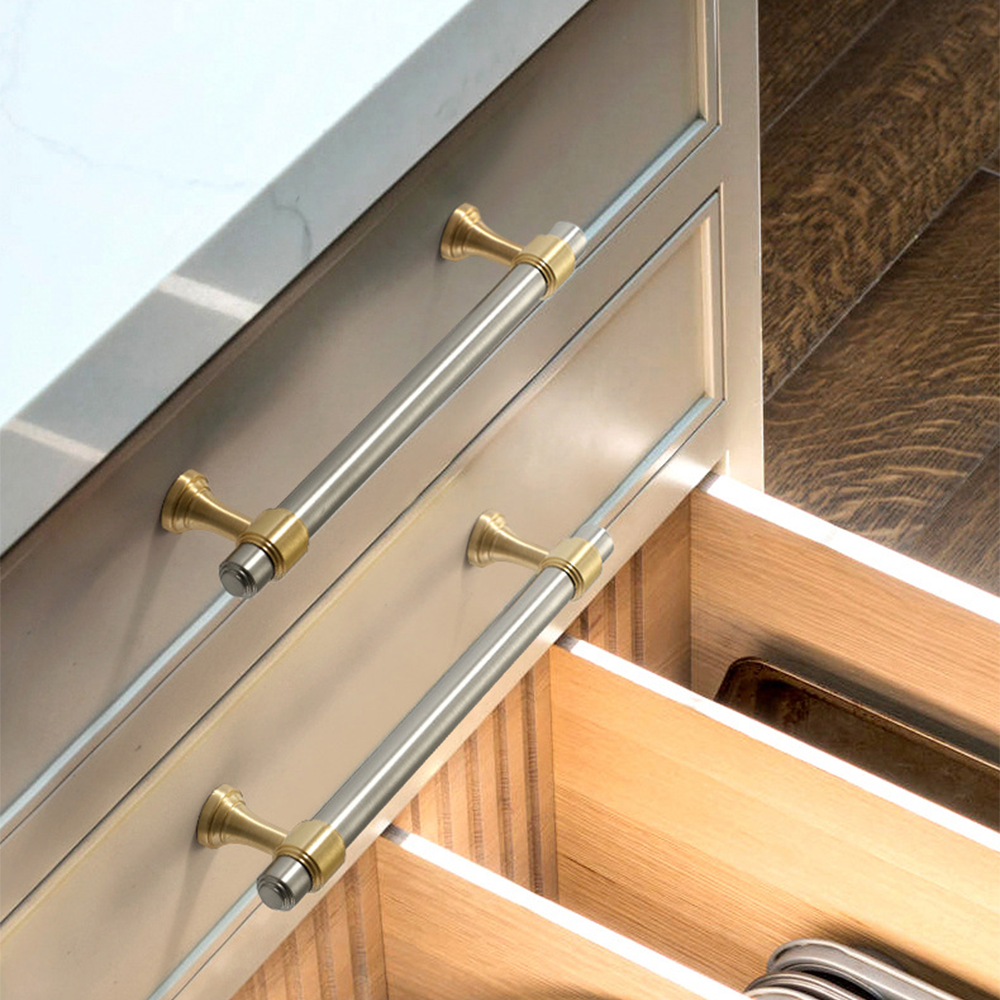 Homdiy Brass Cabinet Pulls Brown & Silver Drawer Kitchen Handles