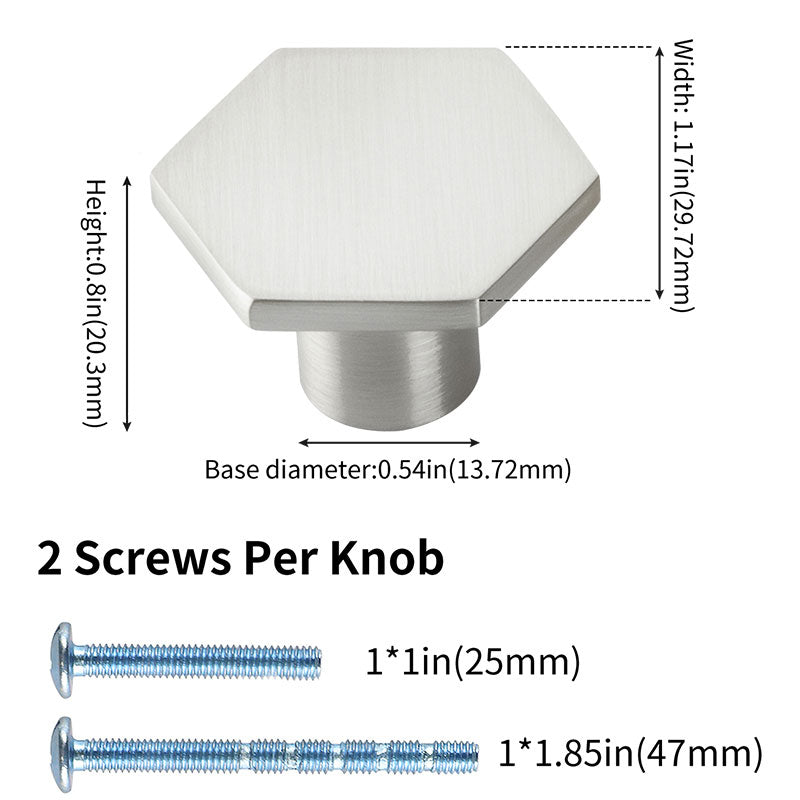 15 Pack Brushed Nickel Dresser Drawer Knobs Silver Cabinet Knobs Solid Hexagon Knobs(LS6275SNB) -Homdiy