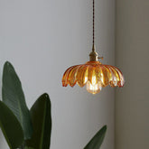 Vintage Scalloped Glass Flower Pendant Light -Homdiy