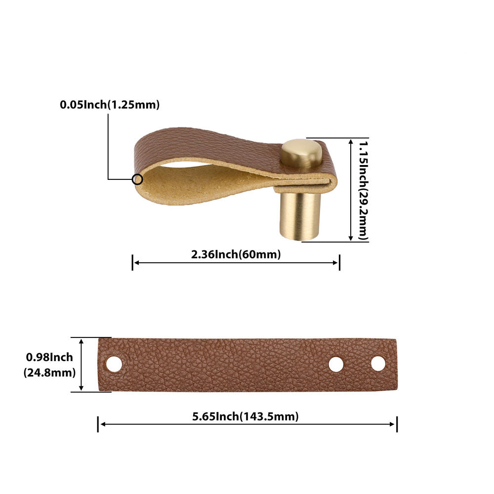 20 Pack Modern  Leather Pulls Drawer Door Handles For Bedroom(LS9215GD) -Homdiy
