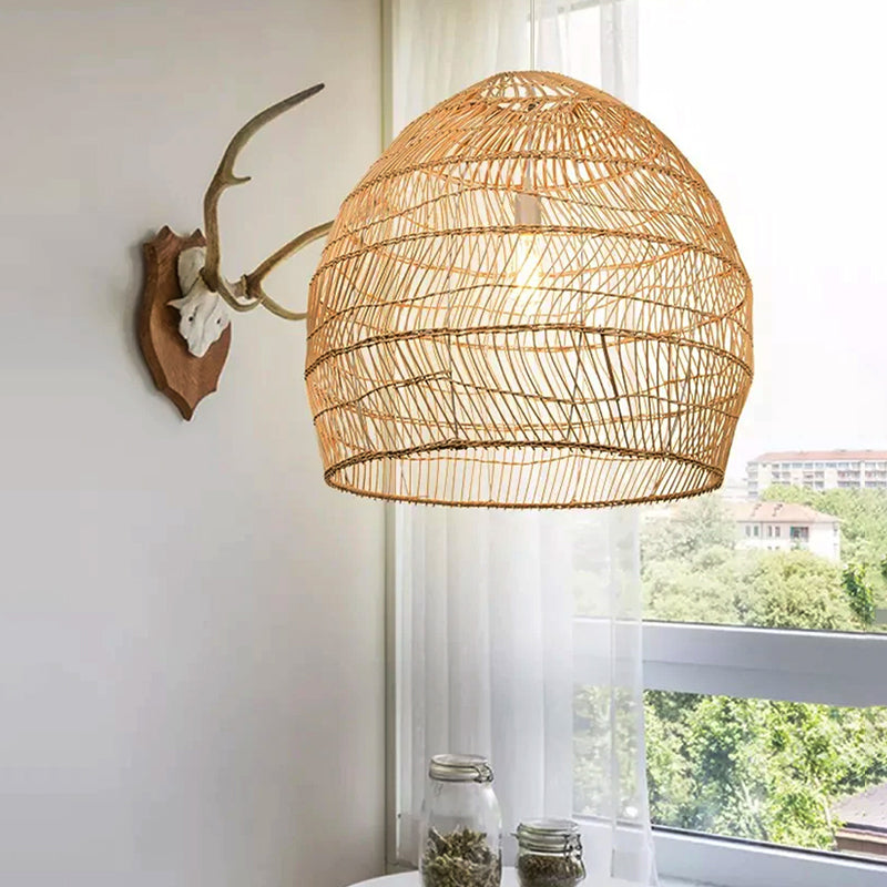 Handmade Rattan Pendant Lampshade Wicker Ceiling Light -Homdiy