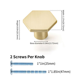 5 Pack Kitchen Gold Knobs Brushed Brass Dresser Knobs Hexagonal Cabinet Knobs(LS6275GD) -Homdiy