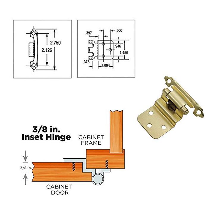 Modern Inset Solid Hinges for Cabinets(30 pairs), 38BB -Homdiy