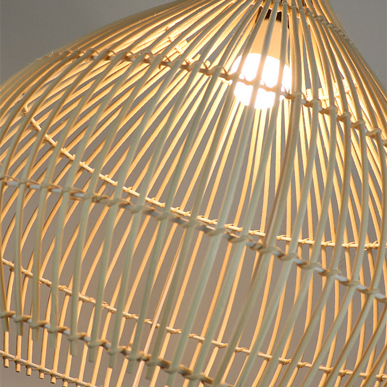 Handmade Wicker Woven Pendant Lampshade Rattan Hanging Light -Homdiy