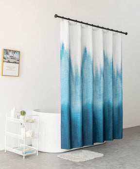 Blue Bathroom Fabric Shower Curtain With Rust-Free Metal Grommets -Homdiy