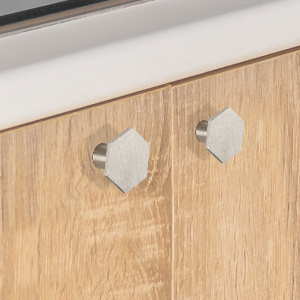 5 Pack Dresser Drawer Knobs Brushed Nickel Modern Cabinet Door Hardware for Bathroom(LS6275SNB) -Homdiy