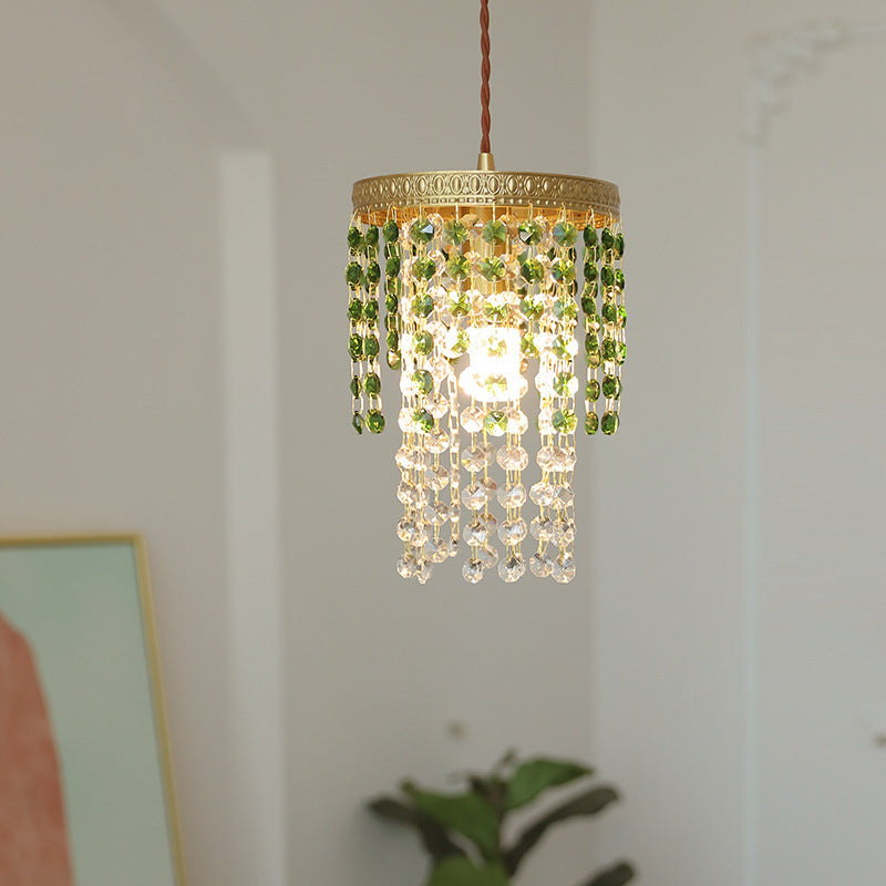 Vintage Crystal Chandelier Decorative Antique Brass Pendant Light -Homdiy