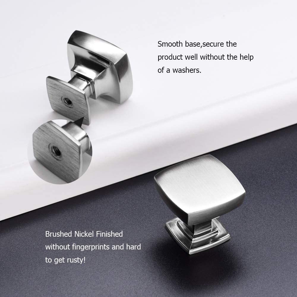 30 Pack Square Brushed Nickel Cabinet Handles Bathroom Drawer Knobs(LS9016SNB) -Homdiy