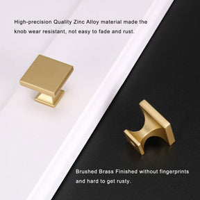 6 Pack Brass Gold Square Dresser Drawer Knob 1.1 inch Width(LS6785BB) -Homdiy