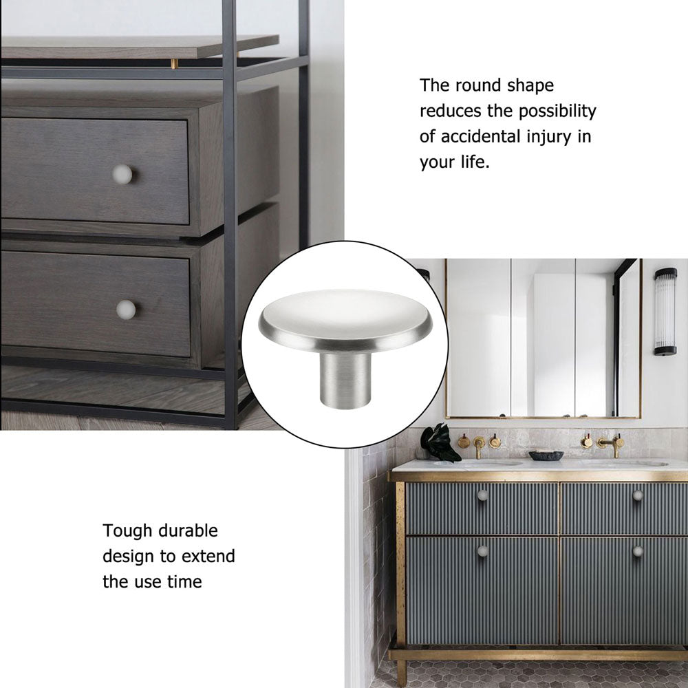 30 Pack Bathroom Cabinet Knobs Brushed Nickel Solid Round Dresser Knobs(LS4008SNB) -Homdiy