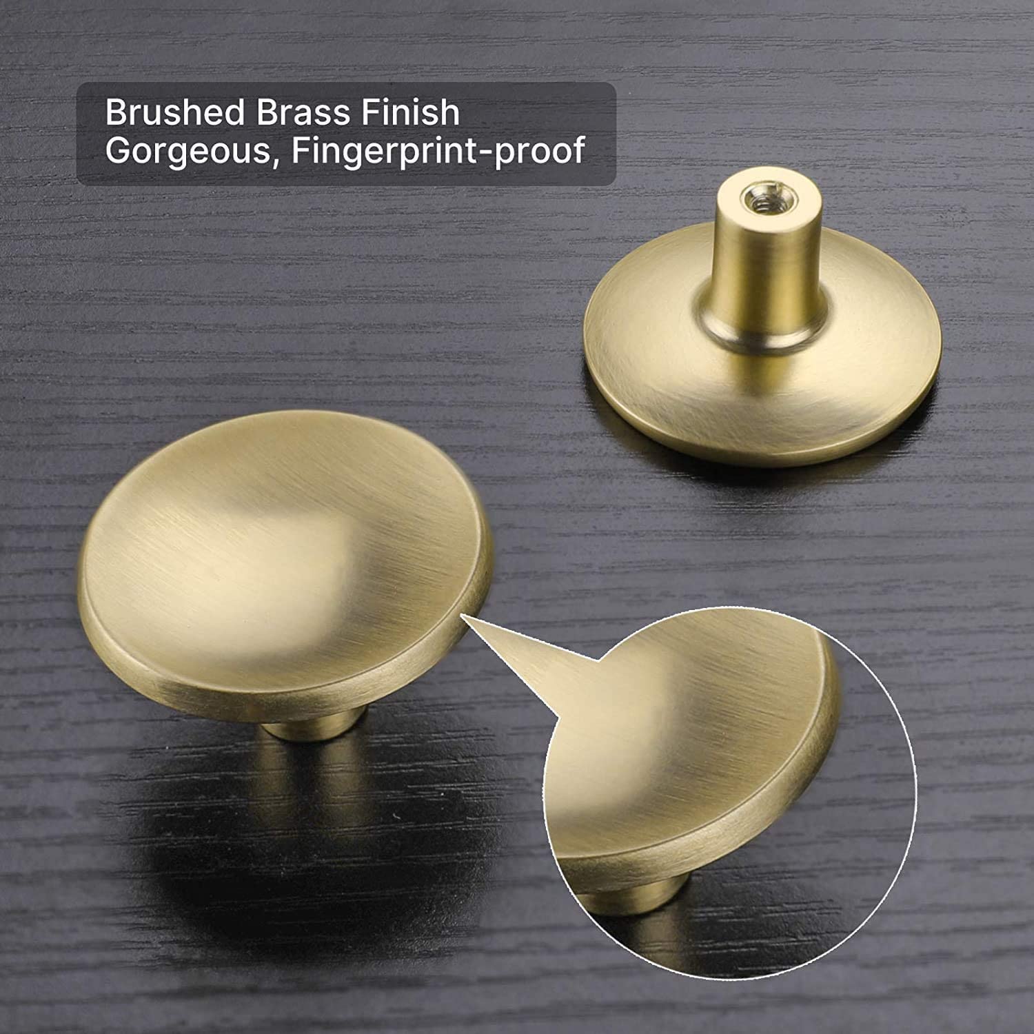 20 Pack Brass Cabinet Handles Solid Round Drawer Knobs For Kitchen Cab