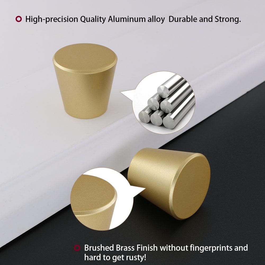 6 Pack Circular Truncated Cone Shape Brass Gold Cabinet Knobs Heavy Duty Solid (LS745GD) -Homdiy