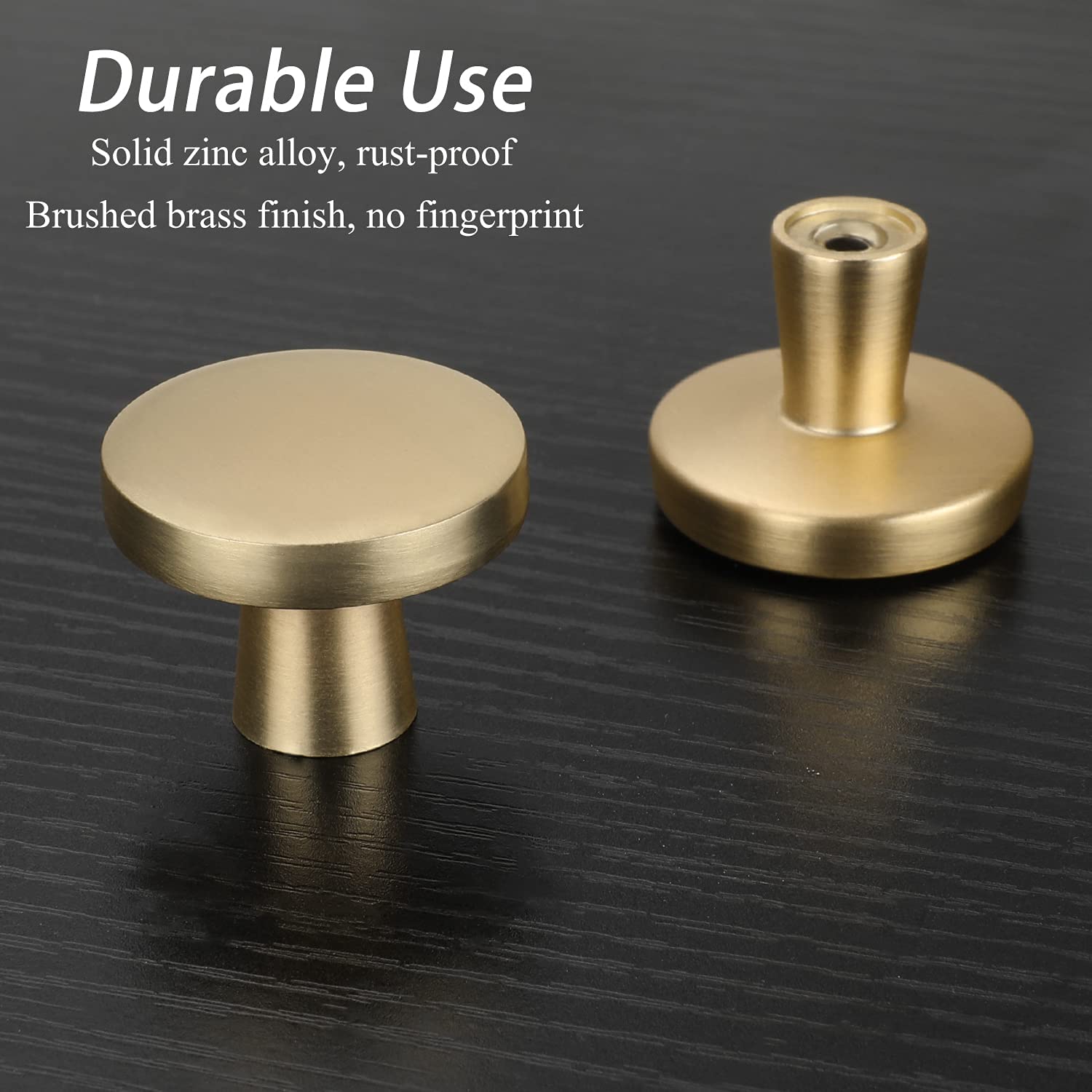 10 Pack Gold Round Cabinet Knobs Solid Brushed Brass Drawer Handles Fo