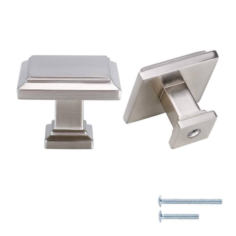 20 Pack Square Cabinet Knobs Brushed Nickel Zinc Alloy Kitchen Cabinet Hardware (LS9111SNB) -Homdiy