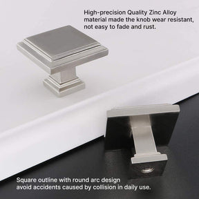 10 Pack Brushed Nickel Square Cabinet Knobs for Bathroom (LS9111SNB) -Homdiy