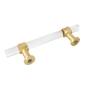 Clear Acrylic Solid Brass Base Drawer Pulls Cabinet Handles -Homdiy