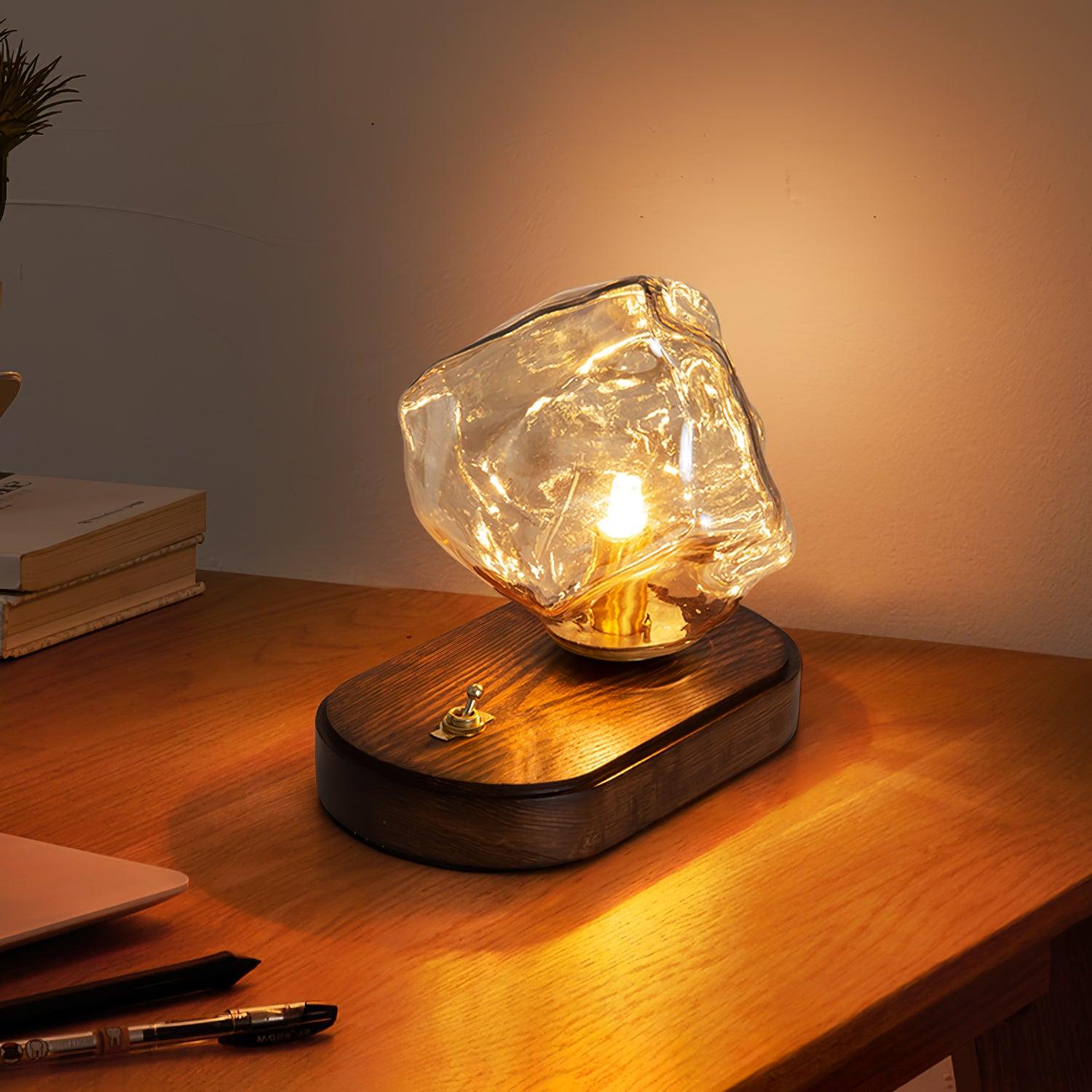 Creative Ice Stone Glass Bedroom Table Lamp -Homdiy