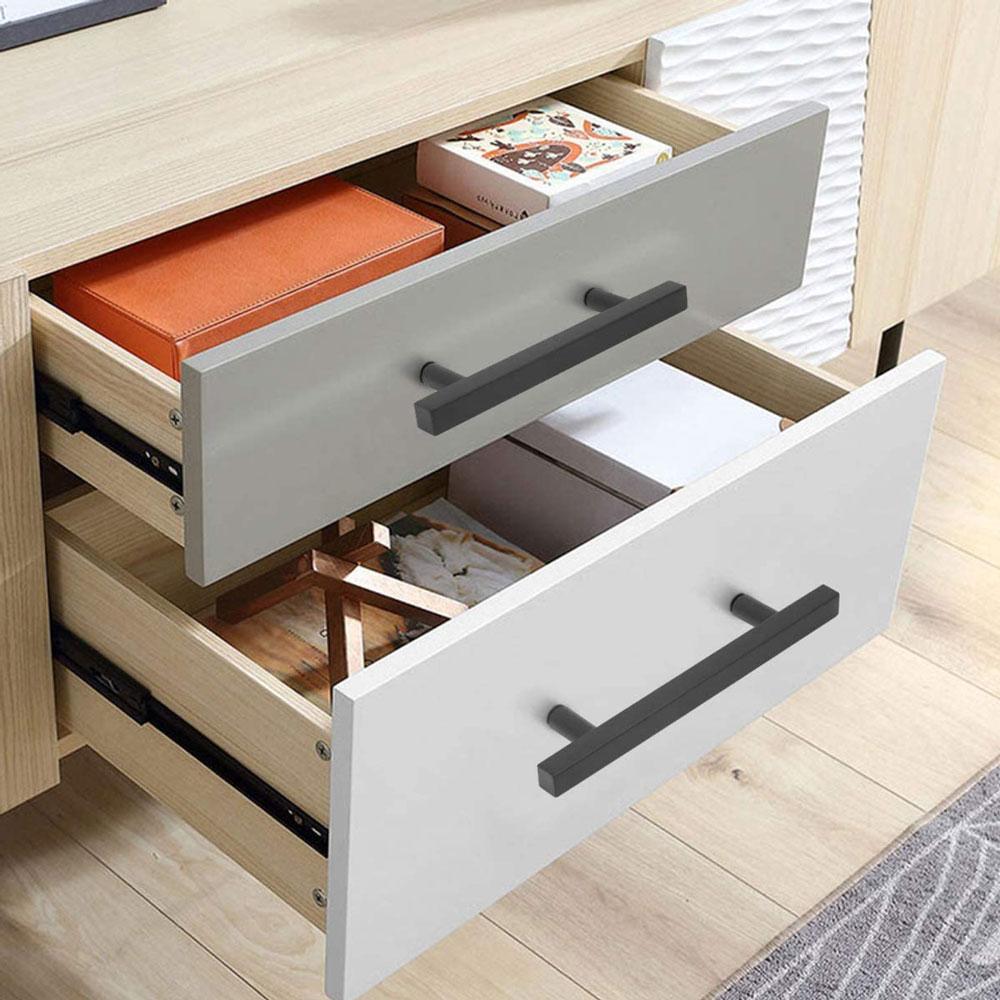 5 Pack Matte Black Dresser Pulls Square Cabinet Handles For Kitchen -Homdiy