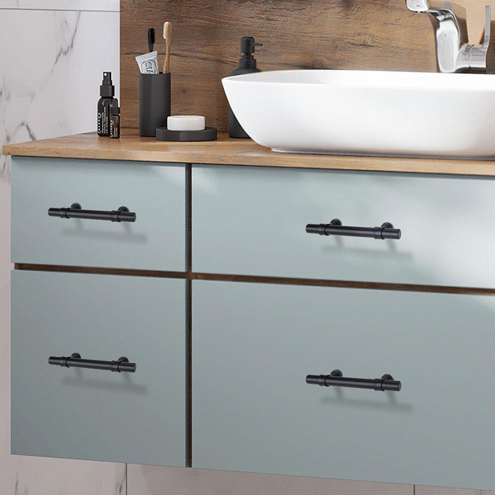 50 Pack Matte Black Cabinet Pulls Stainless Steel Cabinet Handles For Kitchen -Homdiy