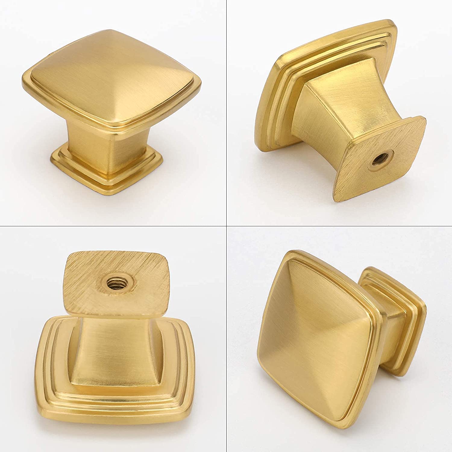 20 Pack Bathroom Square Dresser Handles Gold Drawer Pulls Zinc Alloy(LS8791GD) -Homdiy