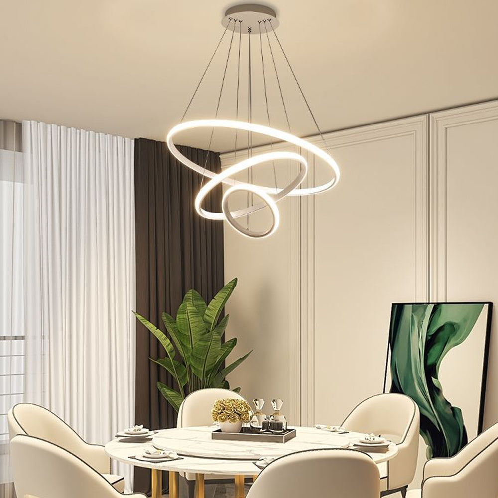 Wrought Studio Modern Led Chandelier Gold Pendant Light 2 Ring Acrylic 34W  4000K Dimmable Height-Adjustable | Wayfair