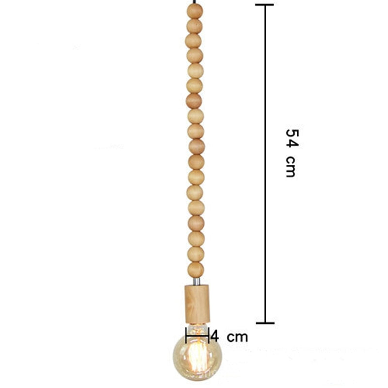 Retro Wooden Geometric Beads String Lights Hanging Pendant Lighting -Homdiy