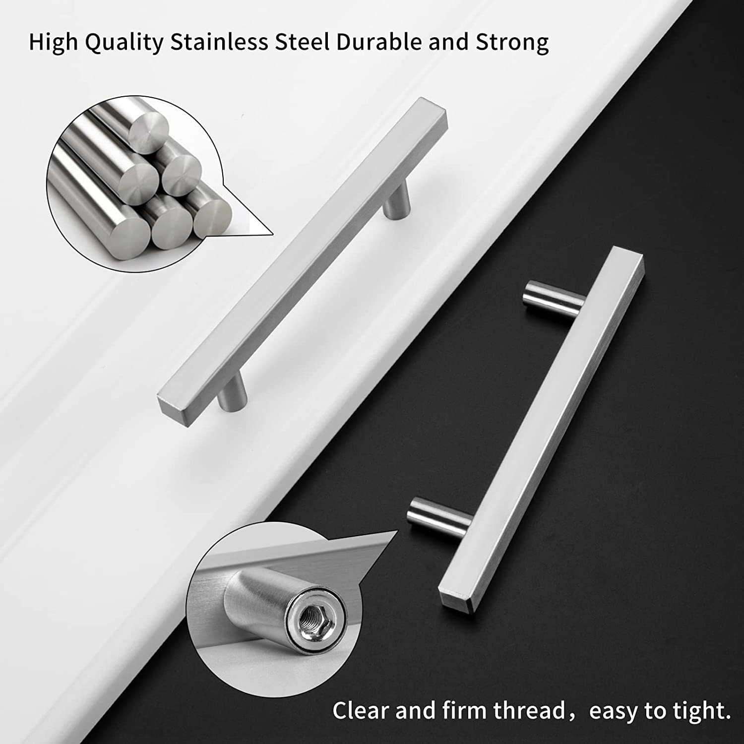 15 Pack Cabinet Door Handles Stainless Steel Bar Pulls for Kitchen Cabinets(LSJ22BSS) -Homdiy