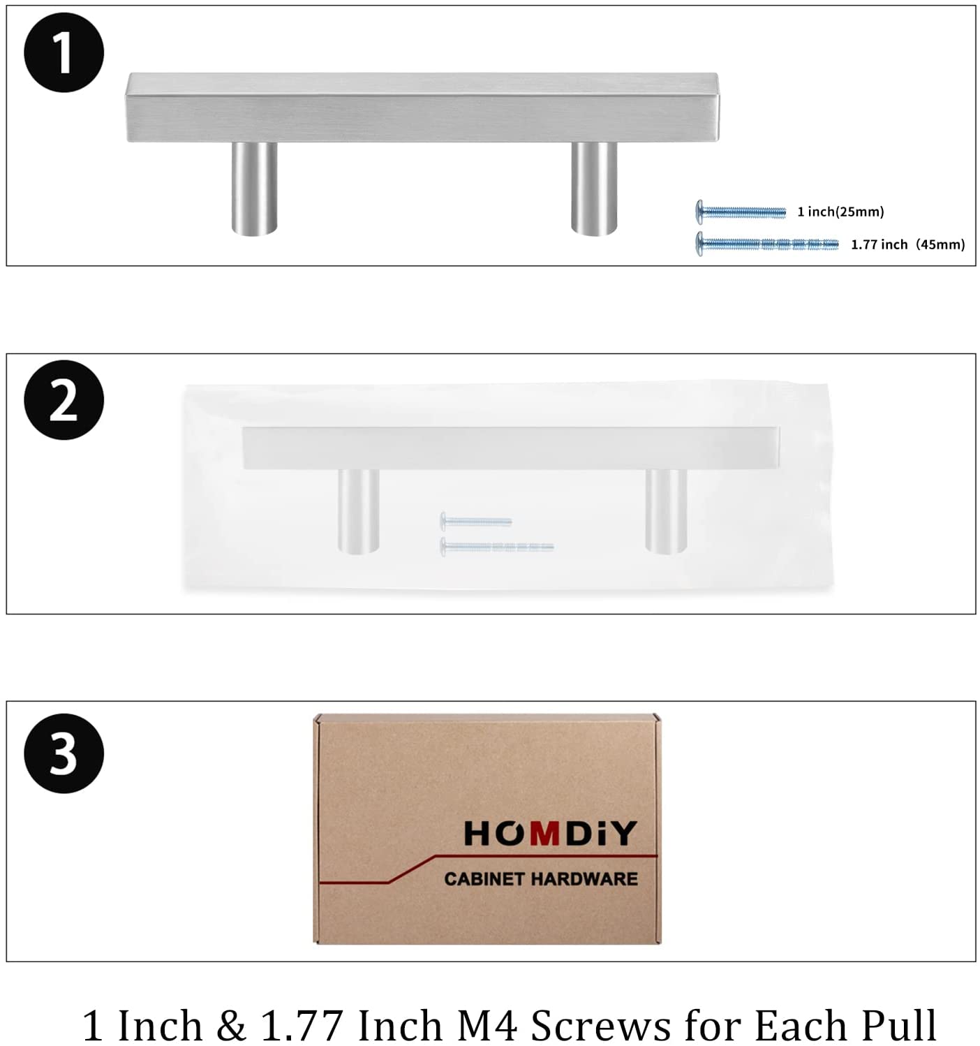 10 Pack Modern Kitchen Cabinet Handles Brushed Nickel Bar Drawer Pulls (LSJ22BSS) -Homdiy