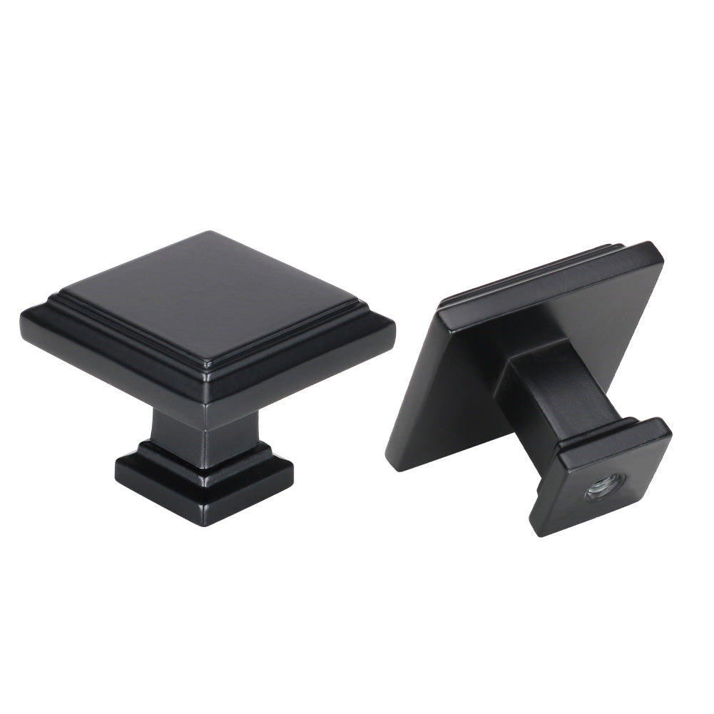 6 Pack Black Drawer Knobs Solid Square for Dresser Drawers(LS9111BK) -Homdiy