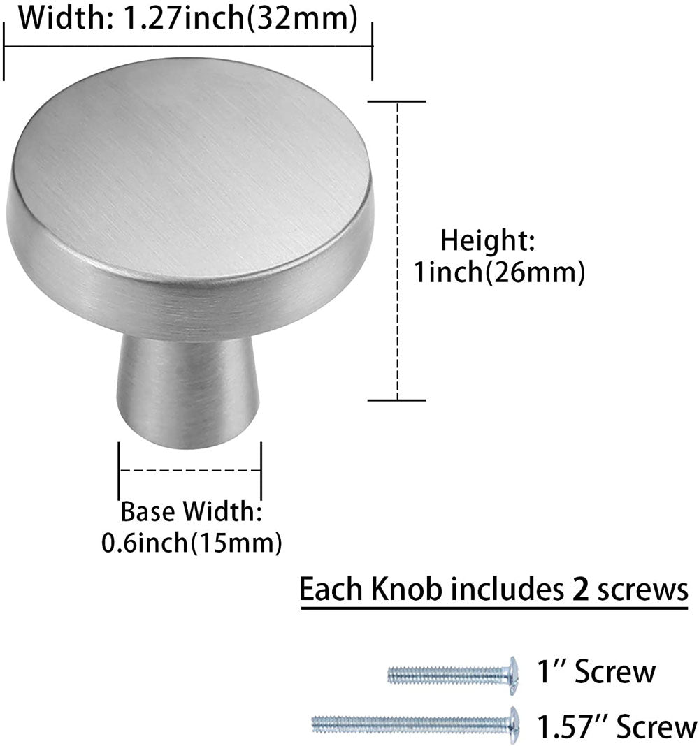 10 Pack Bathroom Cabinet Knobs Brushed Nickel Zinc Alloy Round Dresser Drawer Knobs(LS5310SNB) -Homdiy