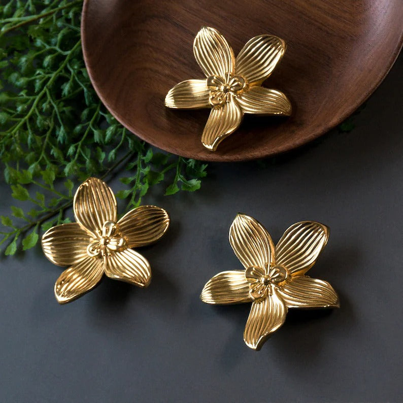 Gold Flower Brass Cabinet Knobs And Drawer Pulls -Homdiy