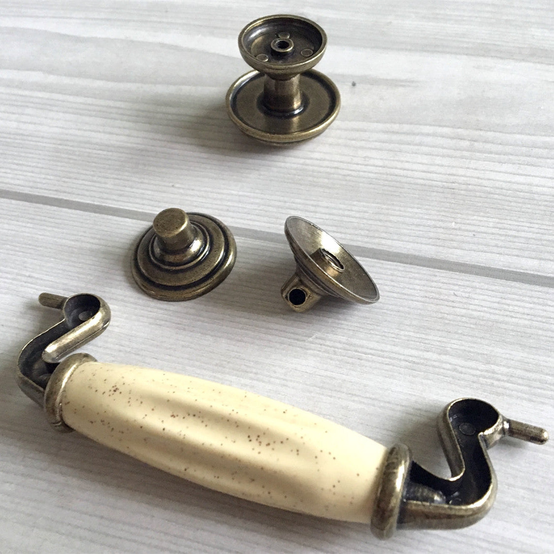 Homdiy Drop Bail Dresser Pull Drawer Knob Ceramic Ivory Cream Antique  Bronze Swing Cabinet Door Handle
