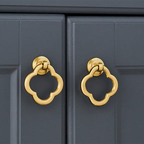 Flower Design Brass Gold Knobs Furniture Pulls Cabinet Handle -Homdiy