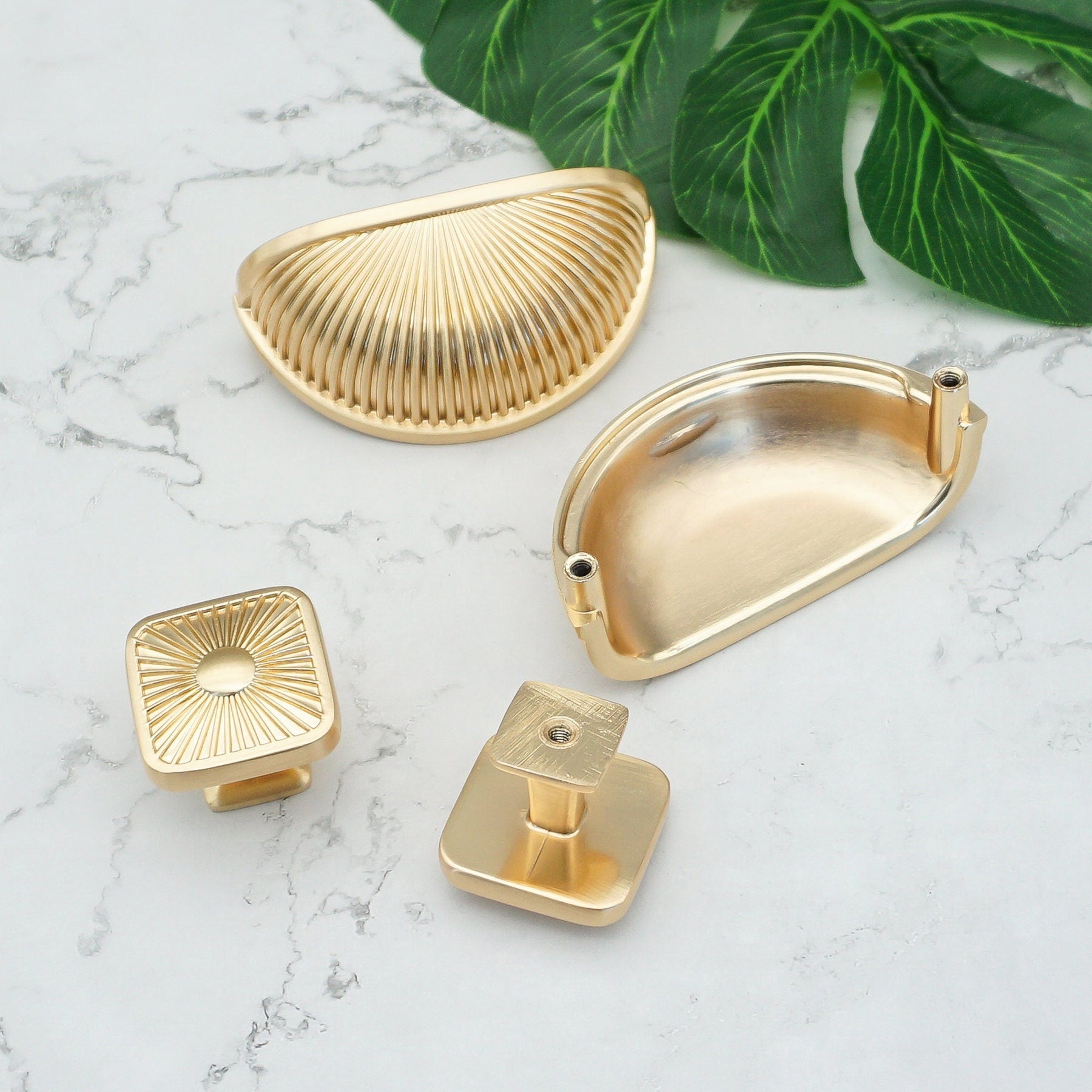 Semicircle Gold Dresser Knobs Cabinet Pulls Handles -Homdiy
